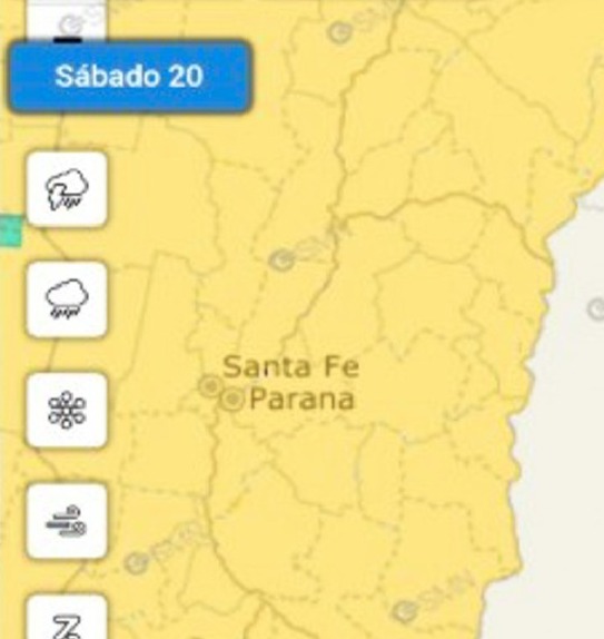 Emitieron alerta amarilla por lluvias y tormentas para este sábado